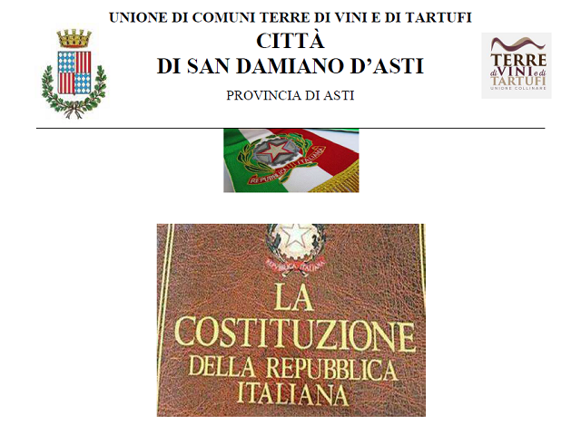 San Damiano d'Asti | Cerimonia di consegna di una copia della Costituzione Italiana ai diciottenni